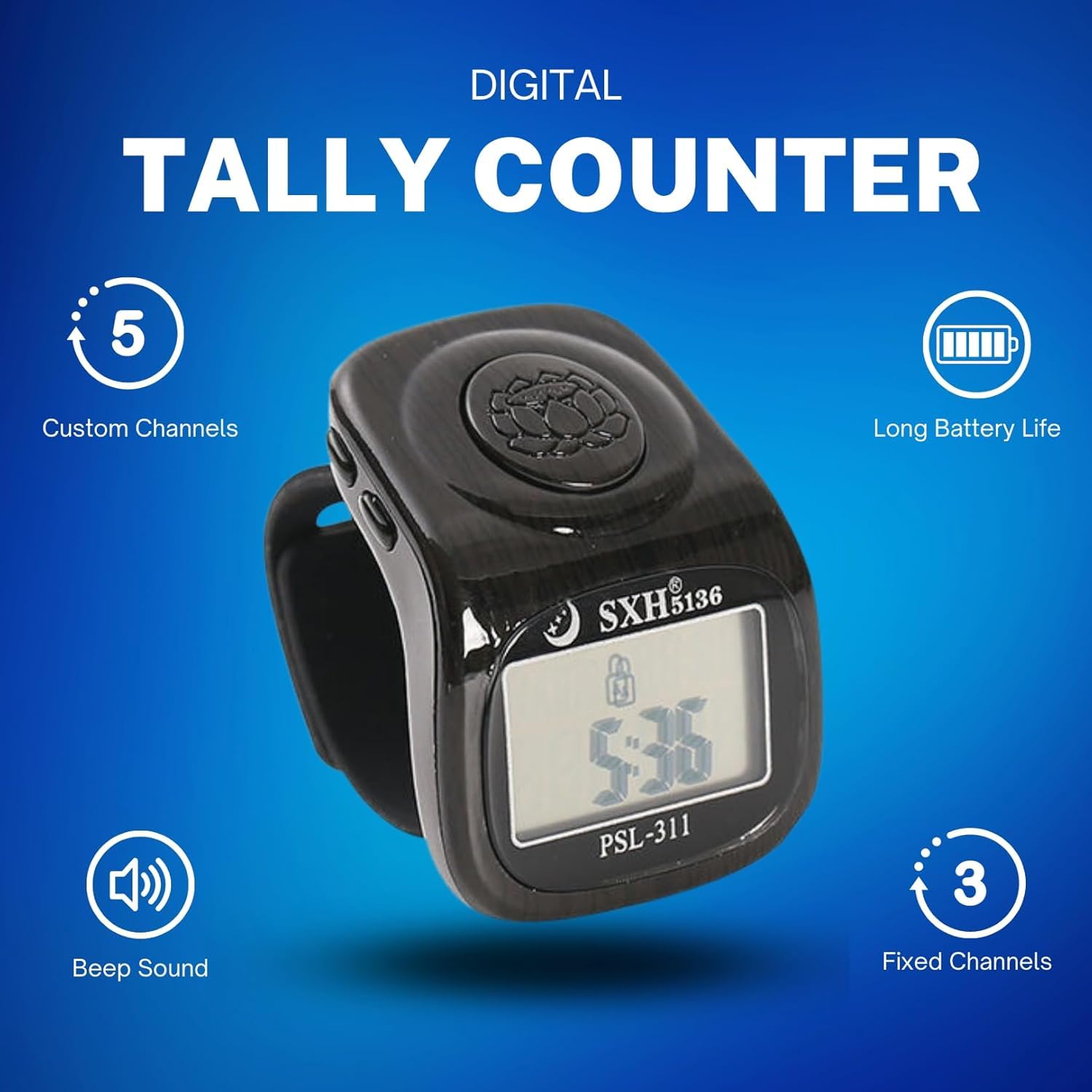 60 Lakh Japa Counting Capacity | Chargeable with C- Type, Digital Finger Clicker for Daily Sadhana | Premium Radha Naam Tally Counter