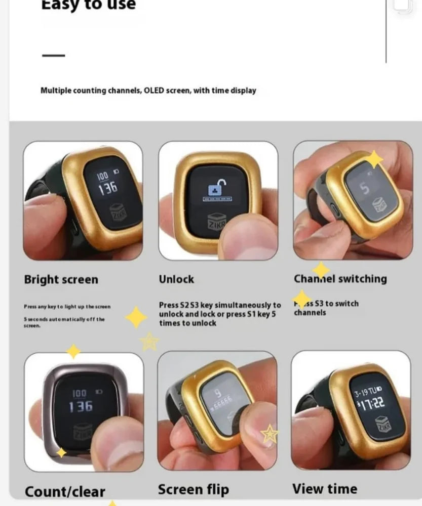 Rechargeable Digital Hand Tally with OLED Display | Multi-Channel Zikr Counter